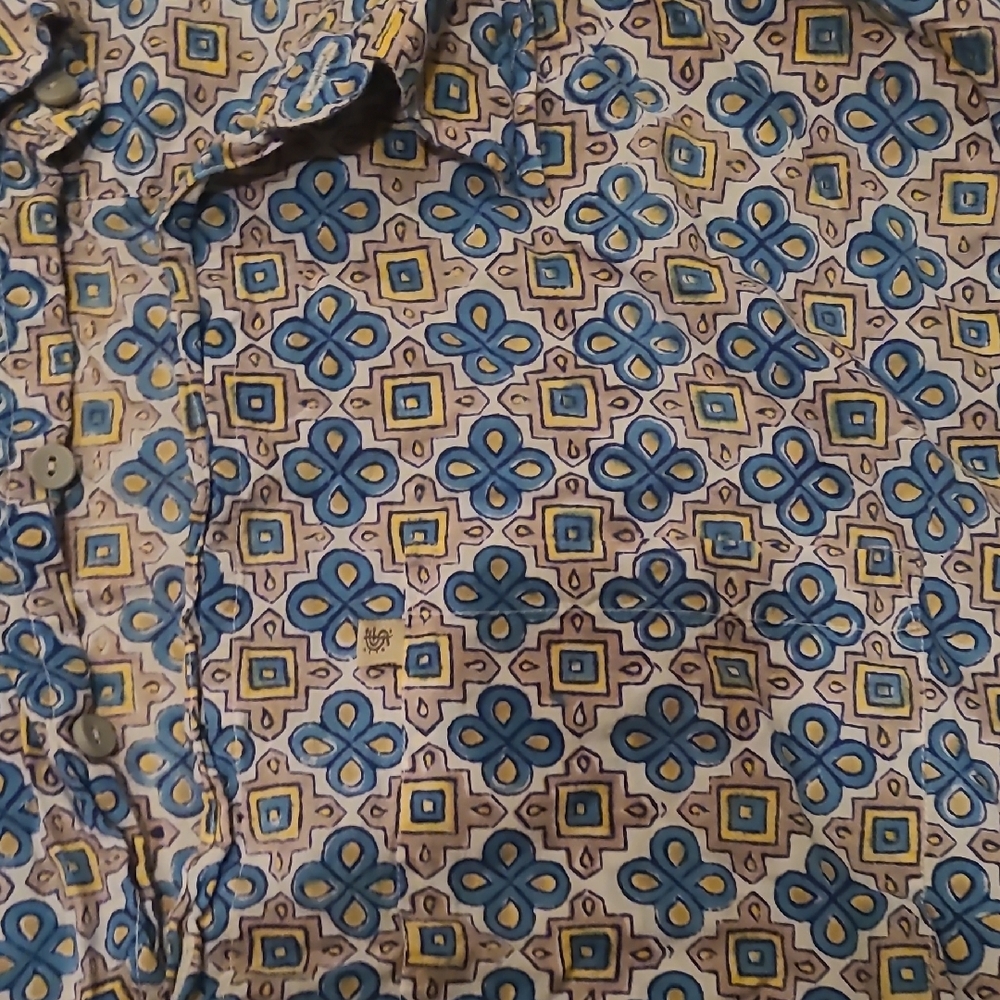Men's Blue Patterned Shirt - Picture 3 of 3